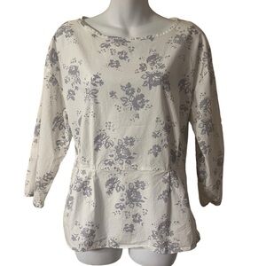 GAP blue floral peplum blouse size S Tall
